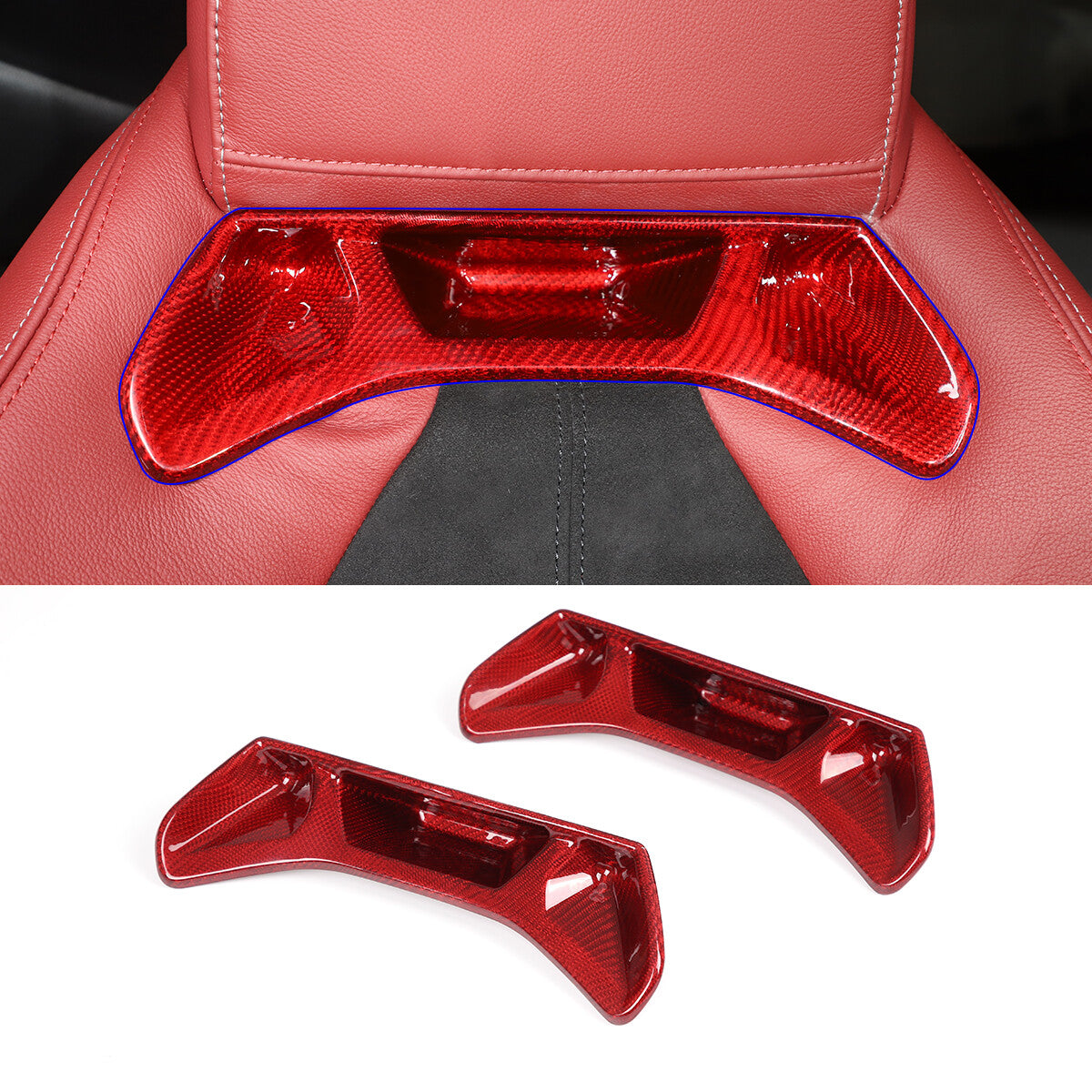 Red Carbon Car Rear Back Seat Trim Panel Back Cover Frame for Toyota Supra 19+ 2