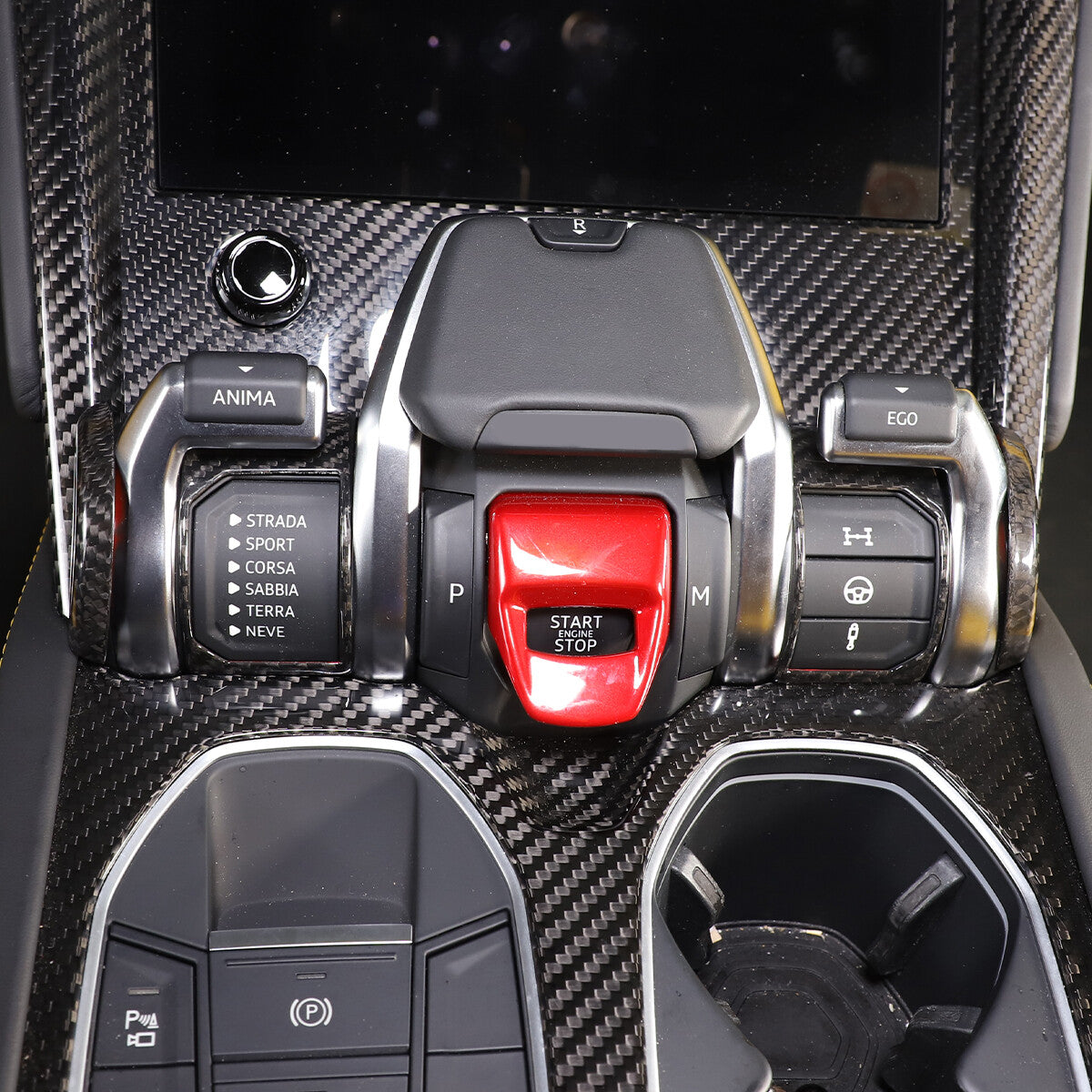 Dry Carbon Fiber Sport Mode Switch Frame Trim Cover For Lamborghini URUS 2018-23 3