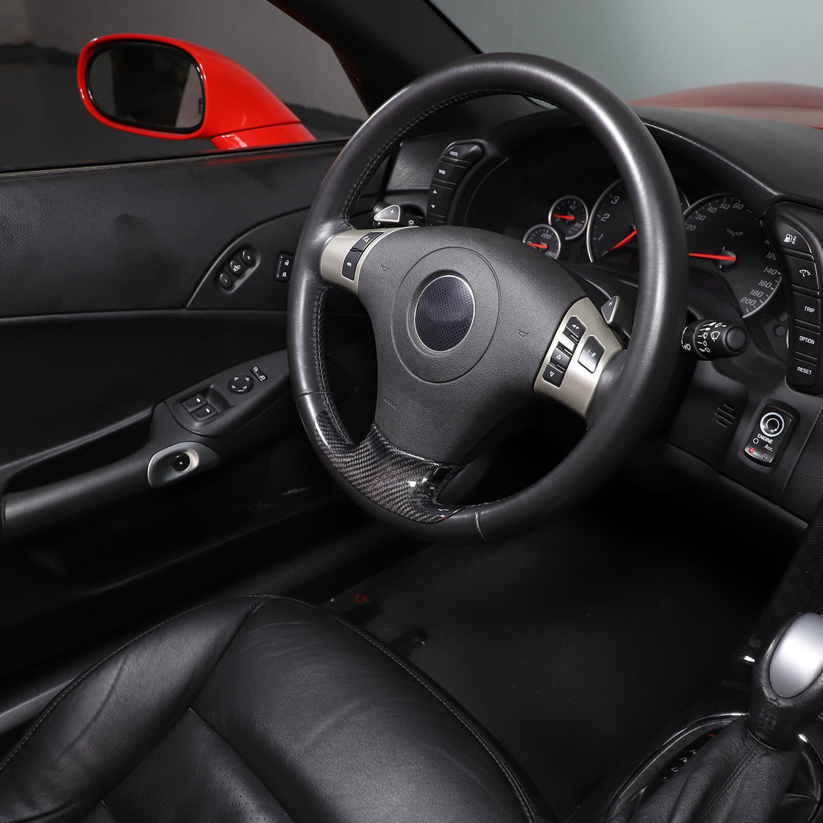 Real Dry Carbon Fiber Steering Wheel Lower Emblem Trim For Corvette C6 2005-2013 4