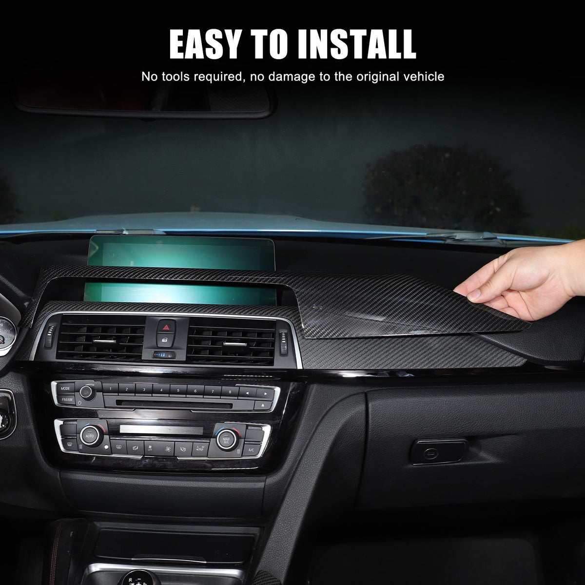 Real Carbon Fiber Central Console Dashboard Trim For BMW M3 M4 F80 F82 2014-2019 12