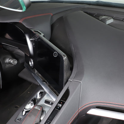 Real Carbon Fiber Center Console Screen Back Frame Trim For Corvette C8 20-25 US 10