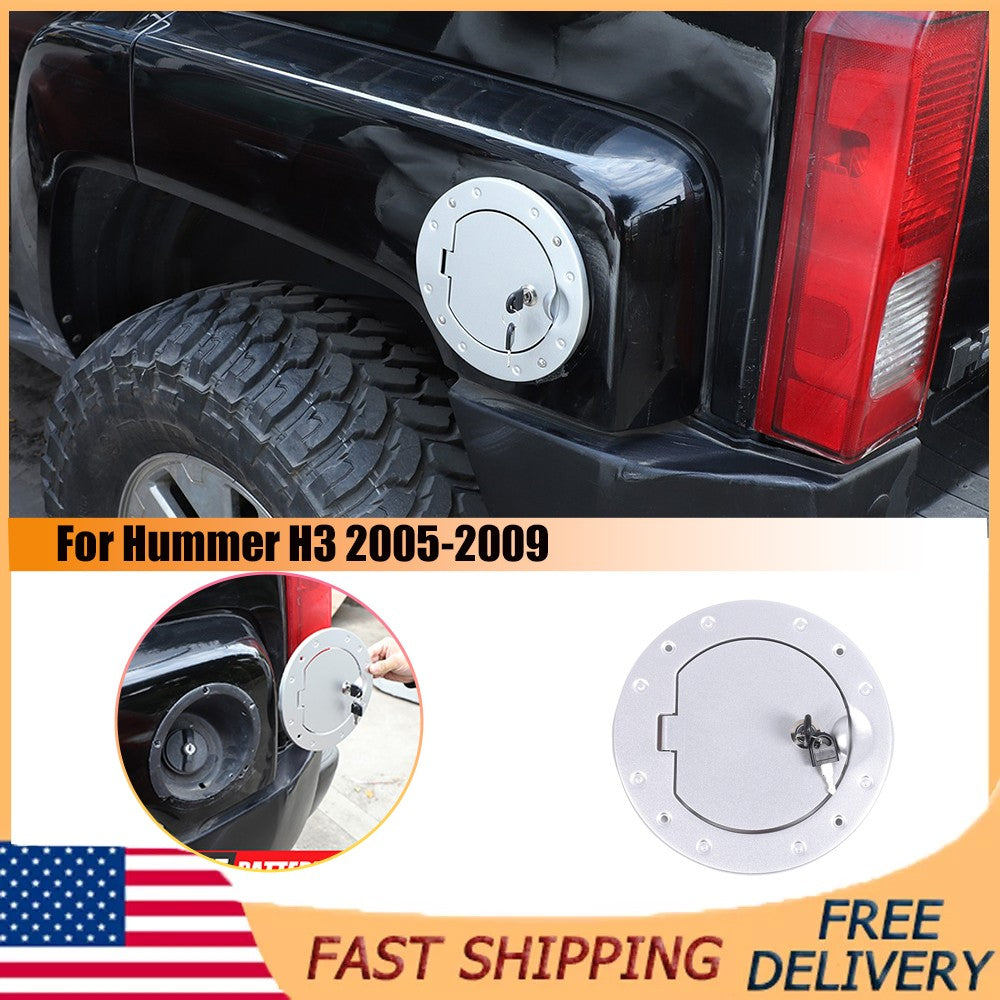 Silver Gas Cap Cover Fuel Filler Door Locking Anti-theft For Hummer H3 05-09 US 1