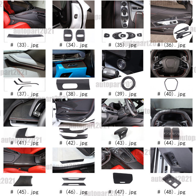 Real Dry Carbon Fiber Full Interior Center Set Trim Kit For Corvette C8 20-25 US - Styles 46-50 5