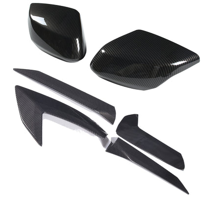 Carbon Pattern Fender Trim Door Handle + Rearview Mirror Cover For Corvette C8 1
