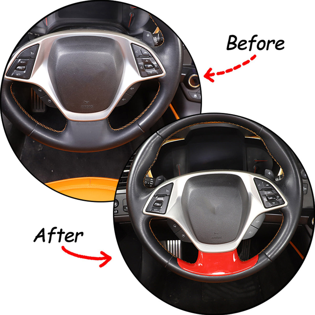 Sports Red ABS Interior Decoration Cover Trim Kit For Corvette C7 2014-19 - Styles 6-10 30