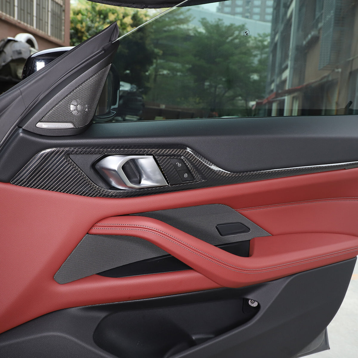 Real Carbon Fiber Interior Door Panel Trim For BMW 4 Series Gran Coupe G26 2022 9