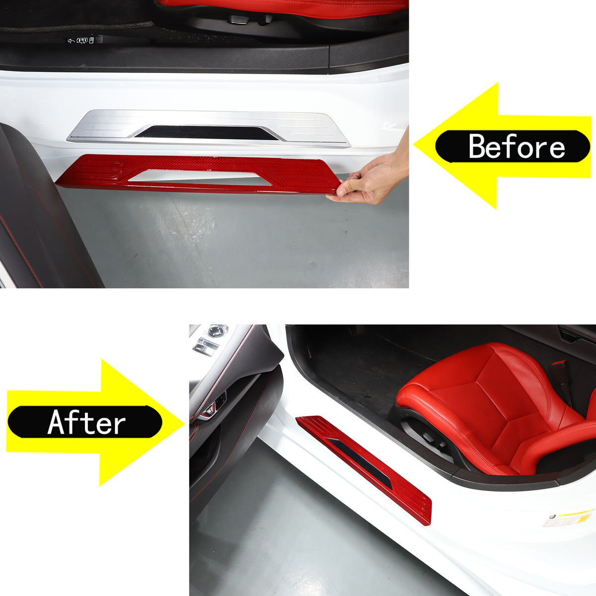 Red Real Carbon Fiber Full Interior Set Decor Trim Kit for Corvette C8 20-25 - Styles 36-40 8