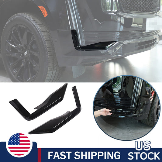 Glossy Black Front Headlight Fog Light Trim Cover For Cadillac Escalade 2021-23 1