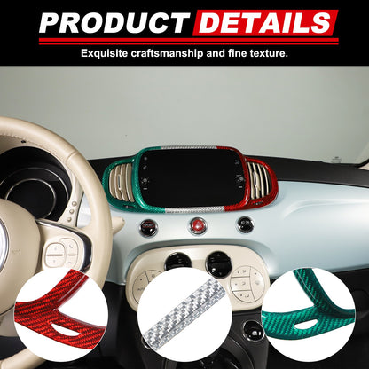 Tri-Color Real Carbon Fiber Dashboard Air Vent Trim For Fiat 500 312 2016+ 18