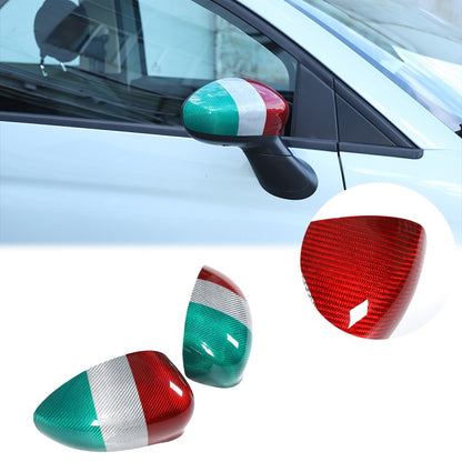 Tri-Color Real Carbon Fiber Side Mirror Cover Trim For Fiat 500 312 2010+ 23