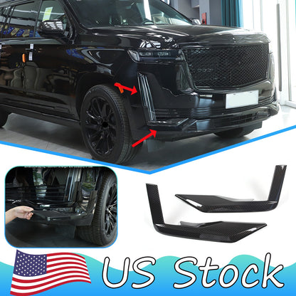 ABS Carbon Fiber Front Bumper Face Bar Trim Overlay For Cadillac Escalade 21-23 1