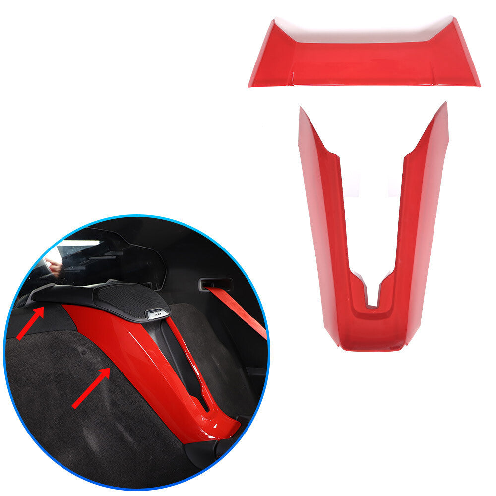 2pcs Red ABS Waterfall Wireless Charger Cover For Corvette C8 Convertible 1