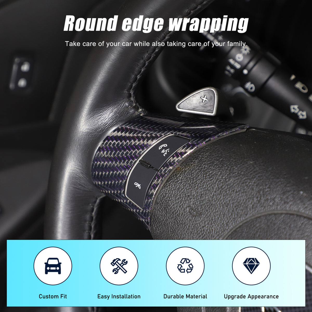 Real Carbon Fiber Steering Wheel Button Cover Trim For Corvette C6 2005-2013 13