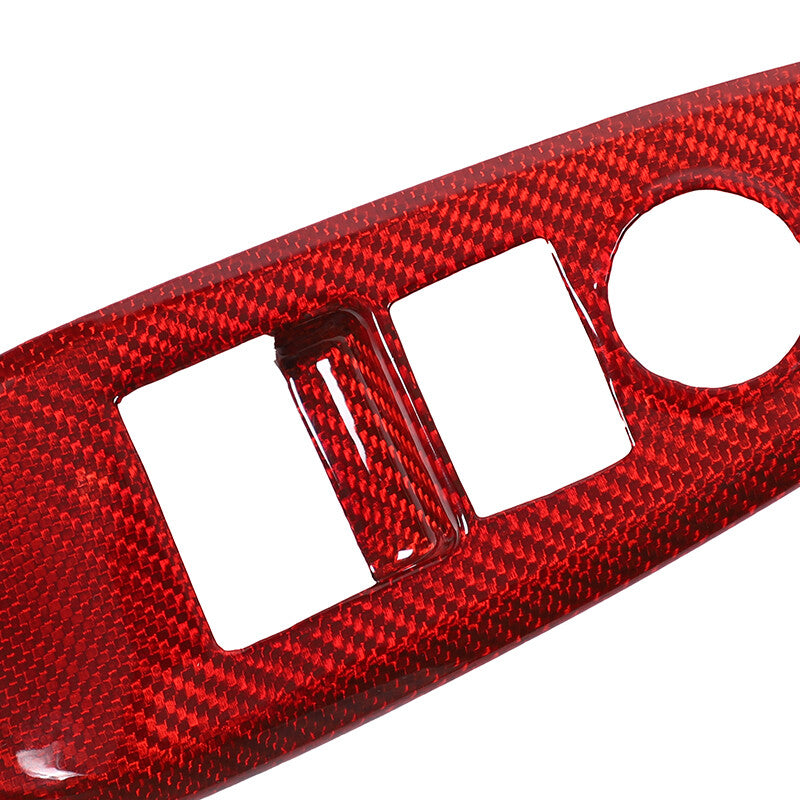Red Real Carbon Fiber Window Lift Switch Button Trim For Mazda MX-5 Miata 16-23 9