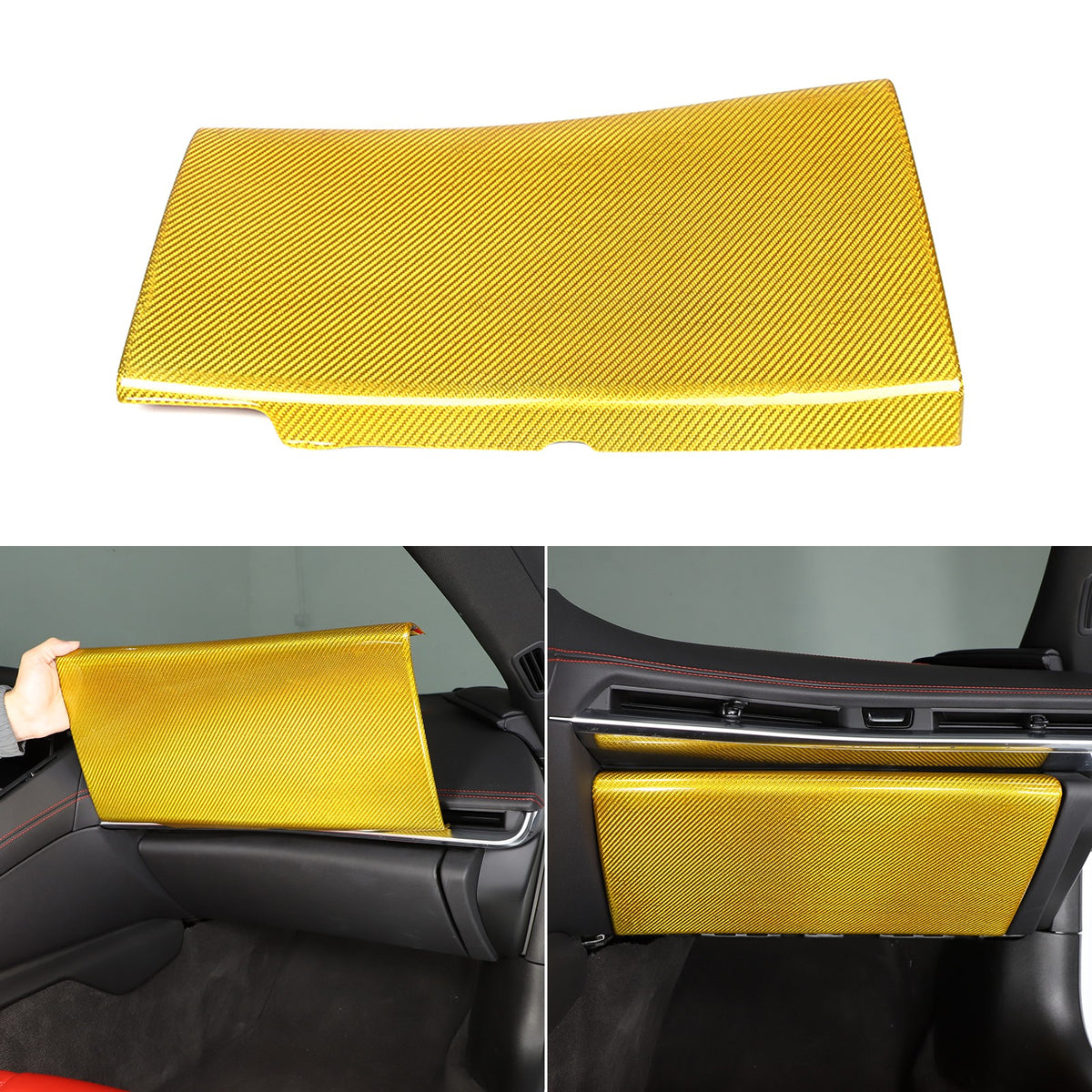 Yellow Carbon Fiber Co-pilot Storage Glove Box Trim For Corvette C8 2020-26 9