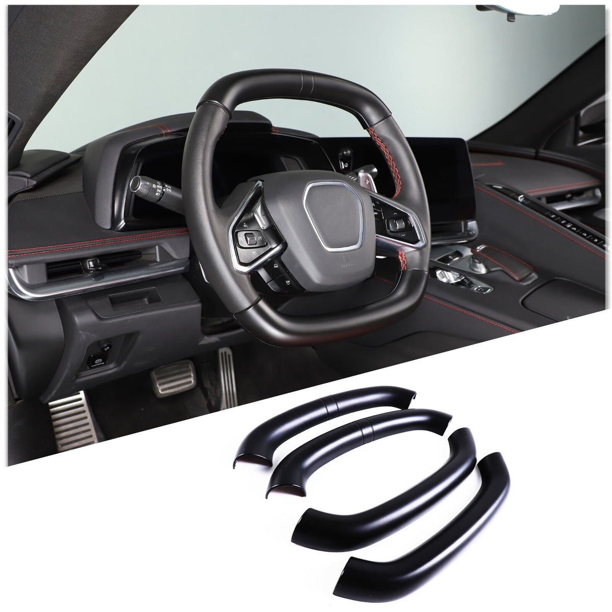 Matte Black ABS Full Interior Set Cover Trim Kit For Corvette C8 2020-25 - Styles 26-28 18