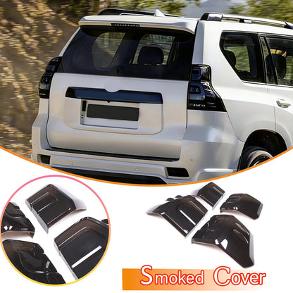 Smoked Black Tail Light Lamp Cover Trim For Toyota Land Cruiser Prado 18-22 1
