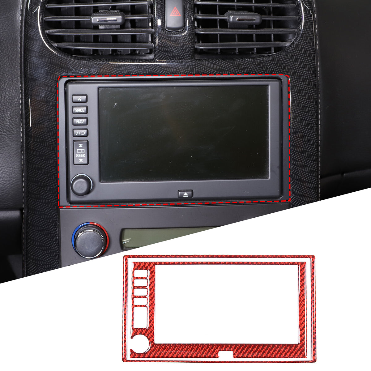 10PCS Red Carbon Fiber Full Center Console GPS Sticker Trim Set For corvette C6 9