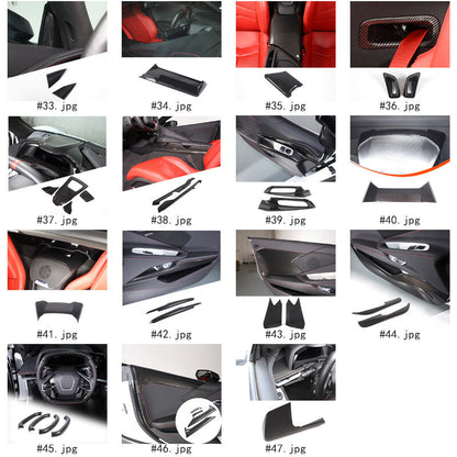 Carbon Fiber ABS Interior Decoration Cover Trim Kit For Corvette C8 2020-2025 - Styles 51-55 4