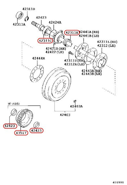 Toyota Genuine ABS Rear Wheel Bearing & Seal Kit For 4RUNNER TACOMA TUNDRA OEM 3