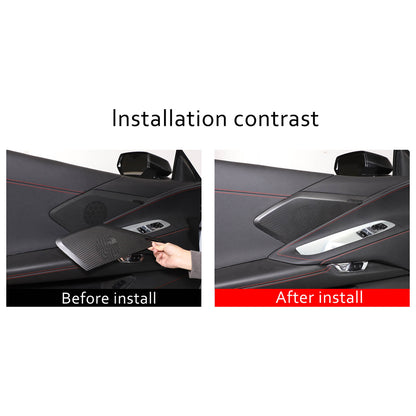 Matte Carbon Fiber Car Door Speaker Cover Mesh Trim For Corvette C8 2020-26 1LT 5