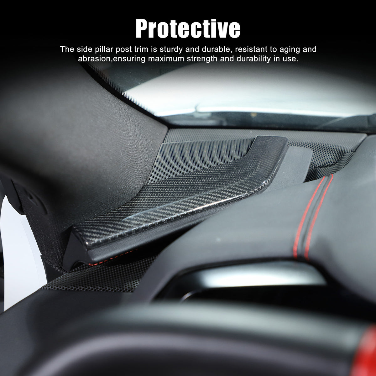 Real Carbon Fiber Interior Center Console Dashboard Trim Strip For Corvette C8 21