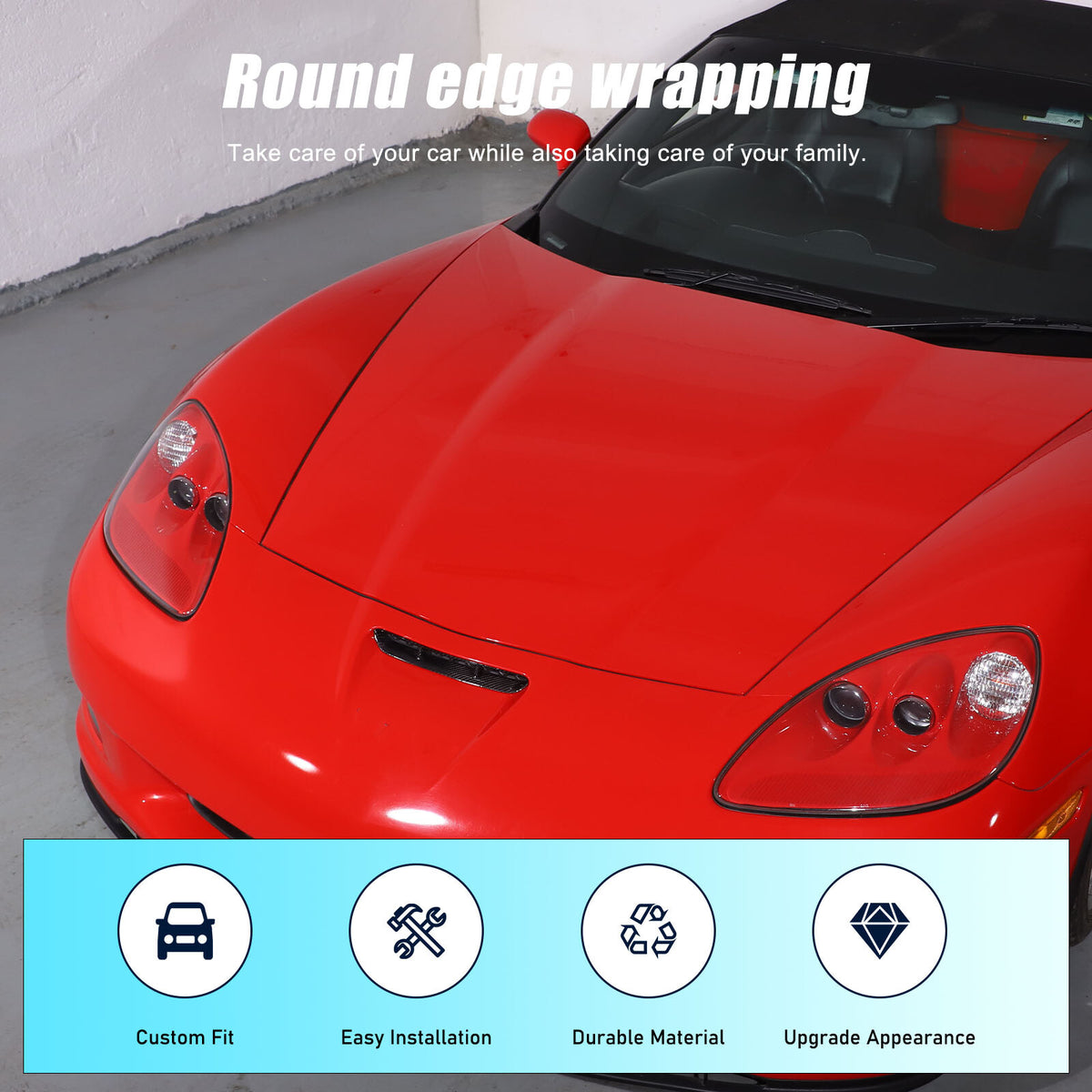 Real Carbon Fiber Front Engine Hood Bonnet Air Vent Trim For Corvette C6 2005-13 5