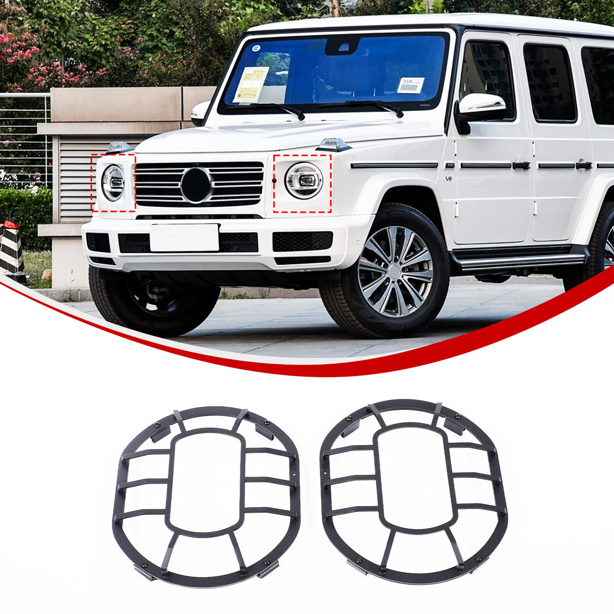 Carbon Front Headlight Protection Mesh Trim Cover For Benz G-Class W463 2019+ 11