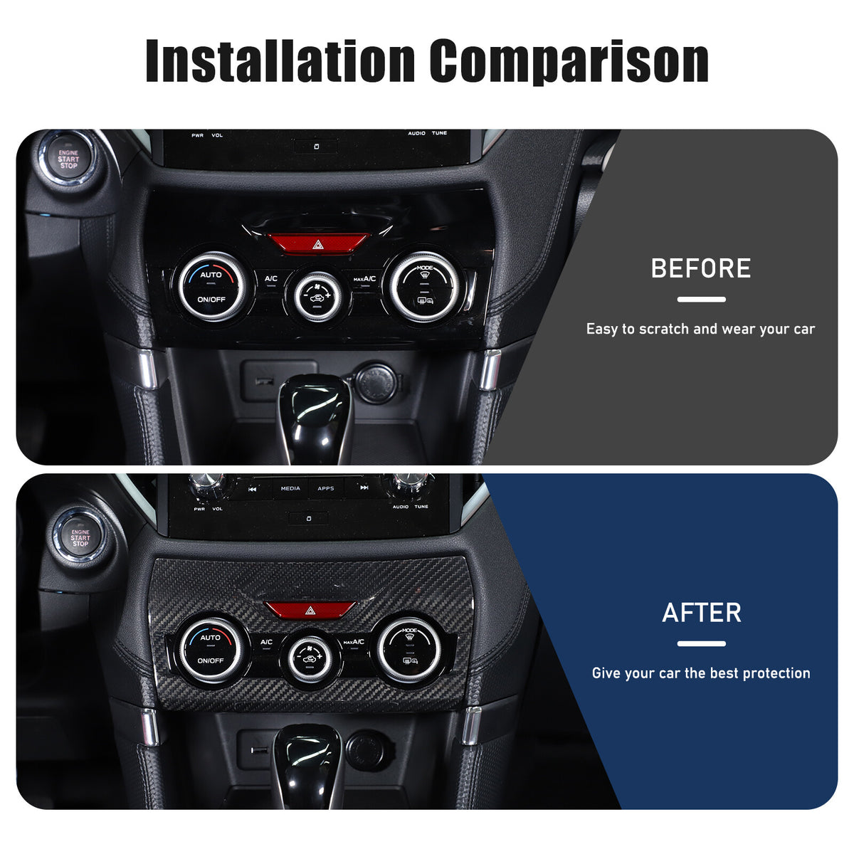 Real Carbon Fiber Air Condition Panel Trim Cover for Subaru Forester 19-24 19