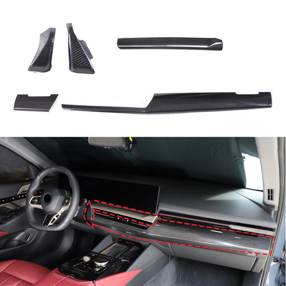 Real Carbon Fiber Center Co-pilot Dash Cover Trim Kit For BMW 5 Series G60 2024+ 1