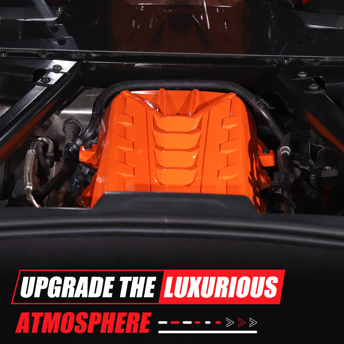 Orange Engine Bay Panel Cover Trim in Edge Blue For Corvette Coupe C8 2020-2026 10
