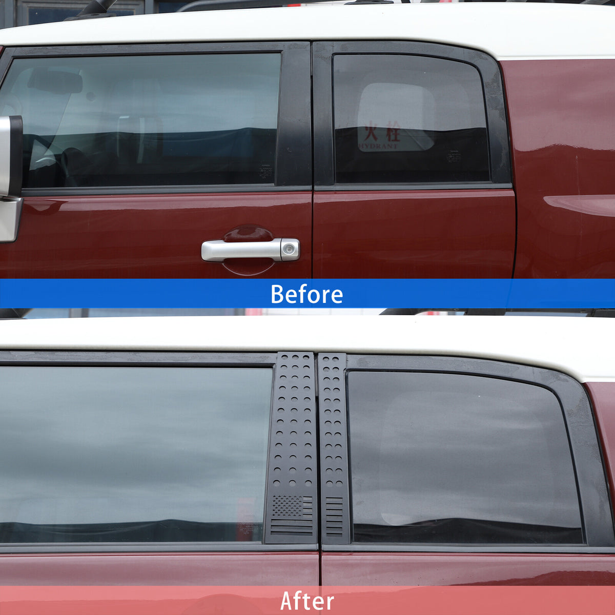 US Flag Alloy Window Center Pillar Trim Panel For Toyota FJ Cruiser 2007-21 14