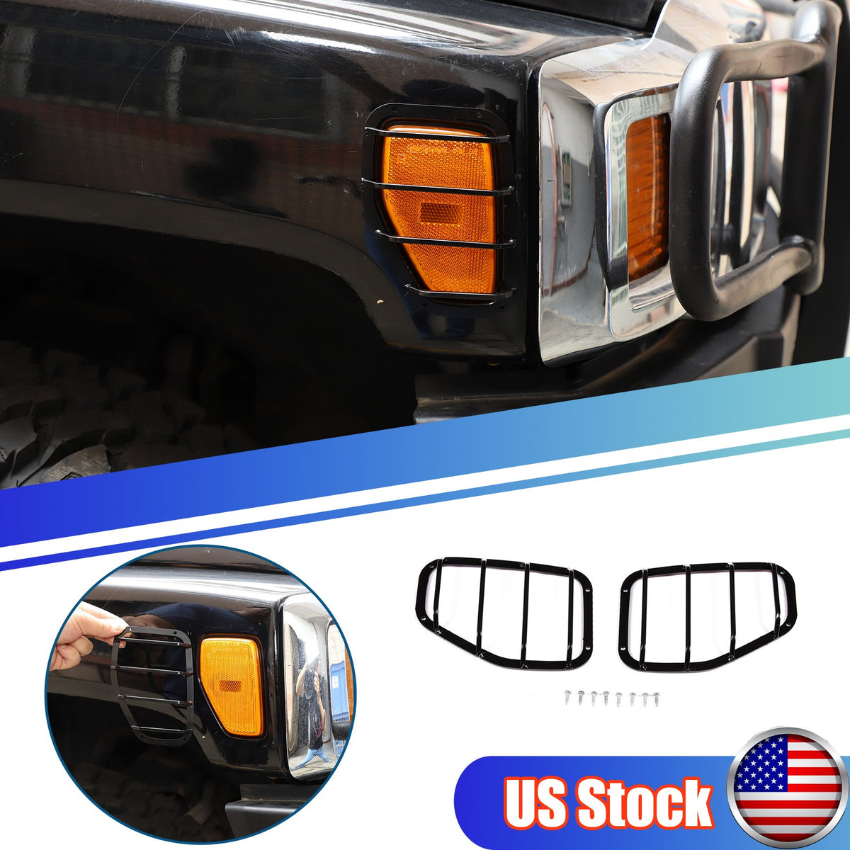 Carbon Steel Side Turn Signal Light Cover Trim Frame for Hummer H3 05-09 US 1
