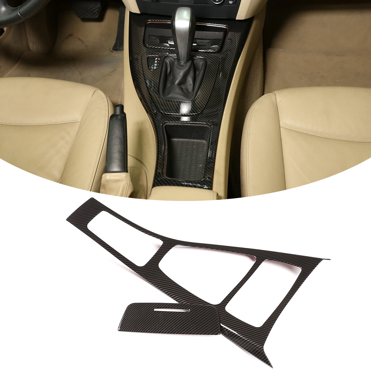For BMW E90 E92 E93 05-12 ABS Carbon Fiber Center Console Gear Shift Panel Cover 2