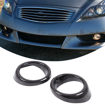 Real Carbon Fiber Front Fog Light Bezel Trim For Infiniti G Series 2010-2013 1