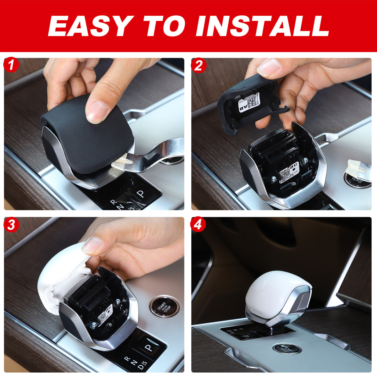 Ceramic White Gear Shift Knob Cover Replacement Trim For LR Discovery 5 LR5 21+ 3