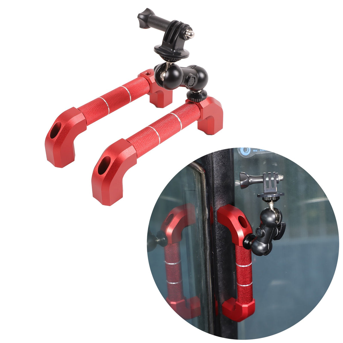 Red Aluminum A-Pillar Handle Cam Mount For Land Rover Defender L316 2004-2018 18