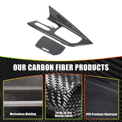 Real Honeycomb Carbon Fiber Center Console Gear Shift Panel Trim For C8 Corvette 12
