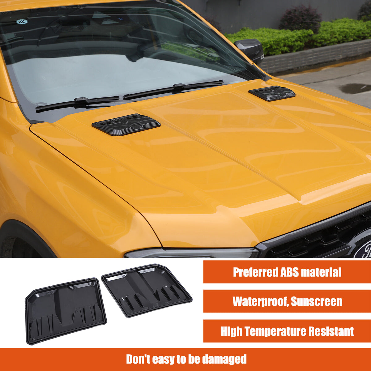 ABS Carbon Fiber Hood Engine Air Vent Cover Trim For Ford Ranger T9 2023-2024 10