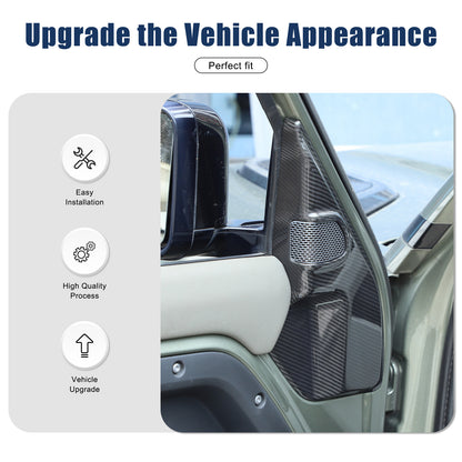 Real Carbon Fiber A pillar Door Speaker Trim Cover For Land Rover Defender 20-24 9