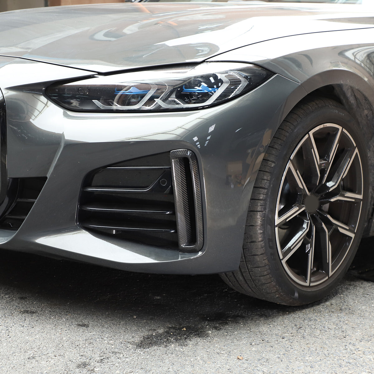 Real Carbon Fiber Front Fog Light Decor Cover Trim For BMW 4 series G26 2022-25 9