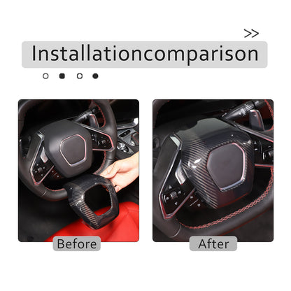 For C8 Corvette Carbon Fiber Steering Wheel Center Surround Cover Set 2020-2026 13