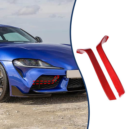 Red Real Carbon Fiber Front Bumper Side Grill Trim For Toyota Supra A90 19+ 13