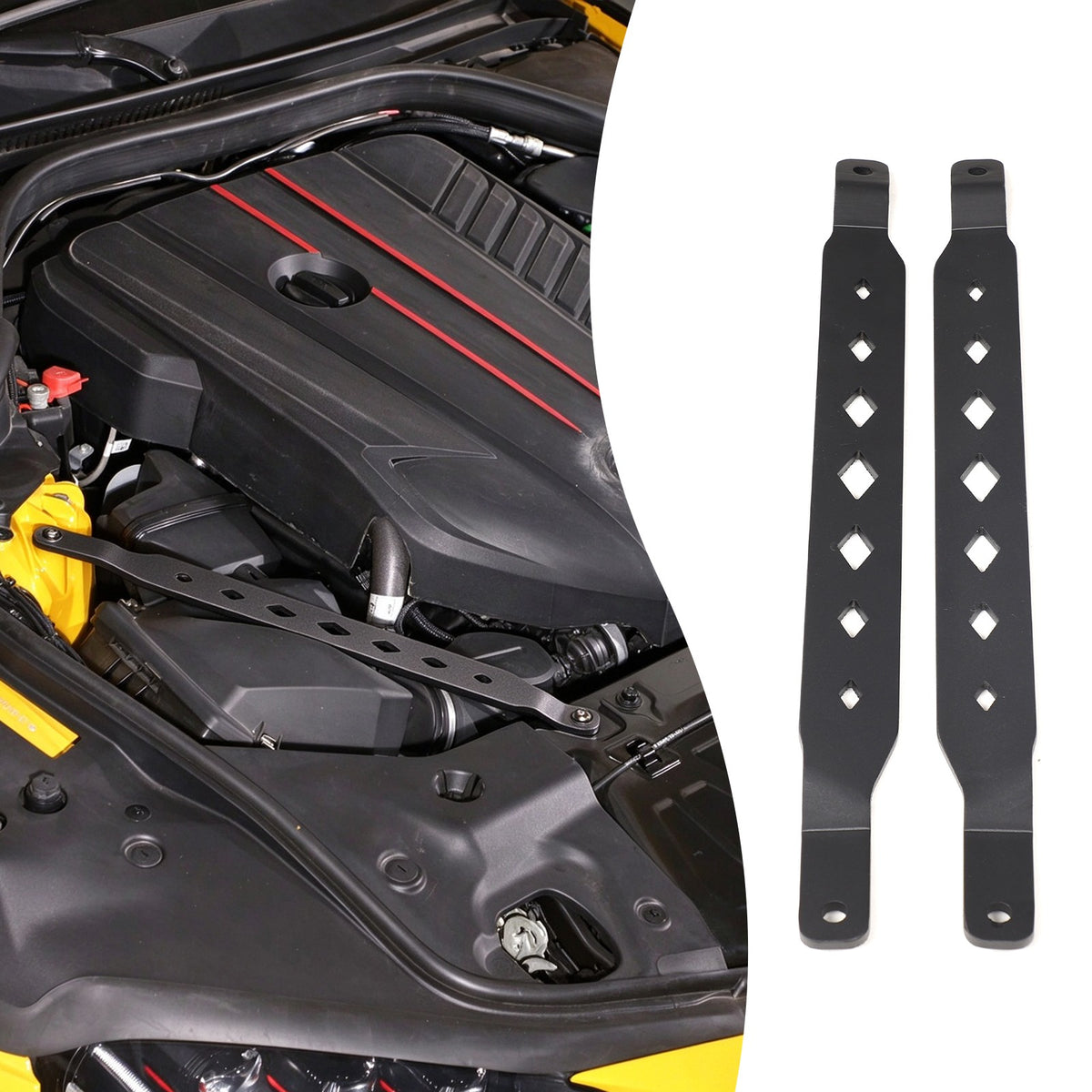 Black Aluminum Engine Bay Strut Tower Brace Trim For Toyota Supra A90 2019+ 13