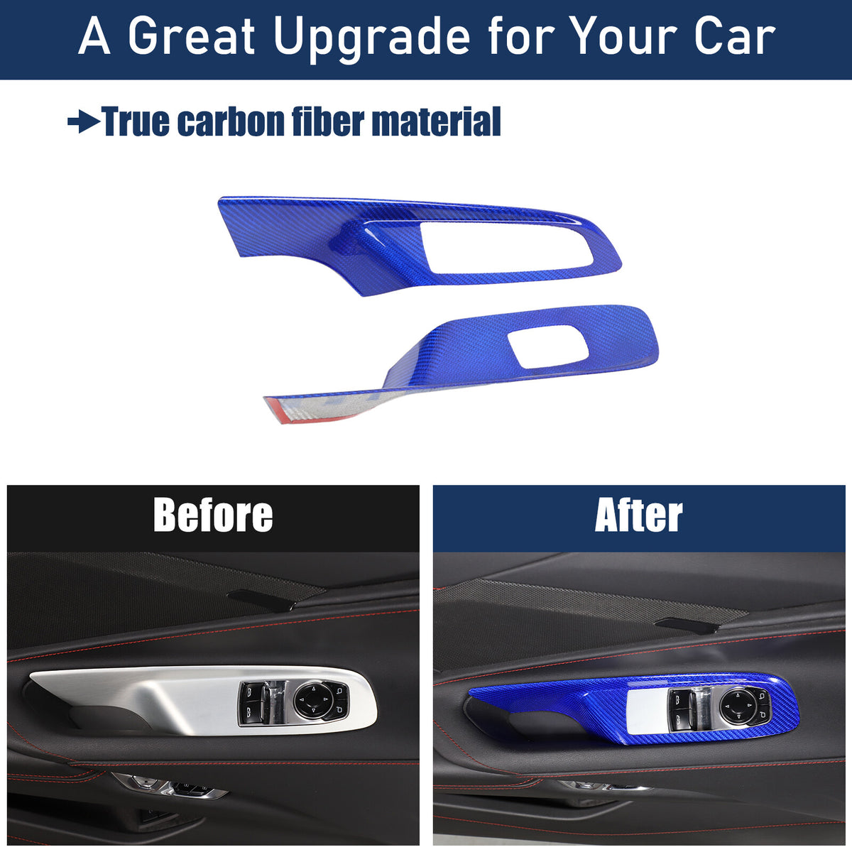 Blue Real Carbon Fiber Full Interior Set Decor Trim Kit for Corvette C8 20-25 - Variants 11-15 60