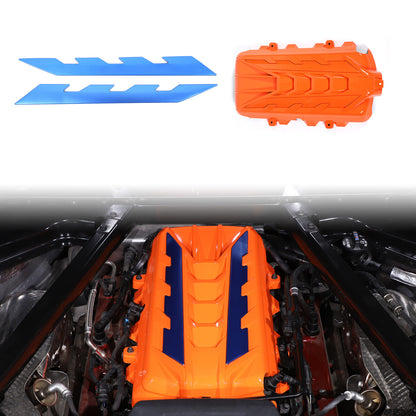 Orange Engine Bay Panel Cover Trim in Edge Blue For Corvette Coupe C8 2020-2026 6