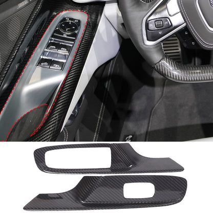Real Carbon Fiber Window Lift Panel Cover Trim For Corvette C8 Convertible 20+ 11
