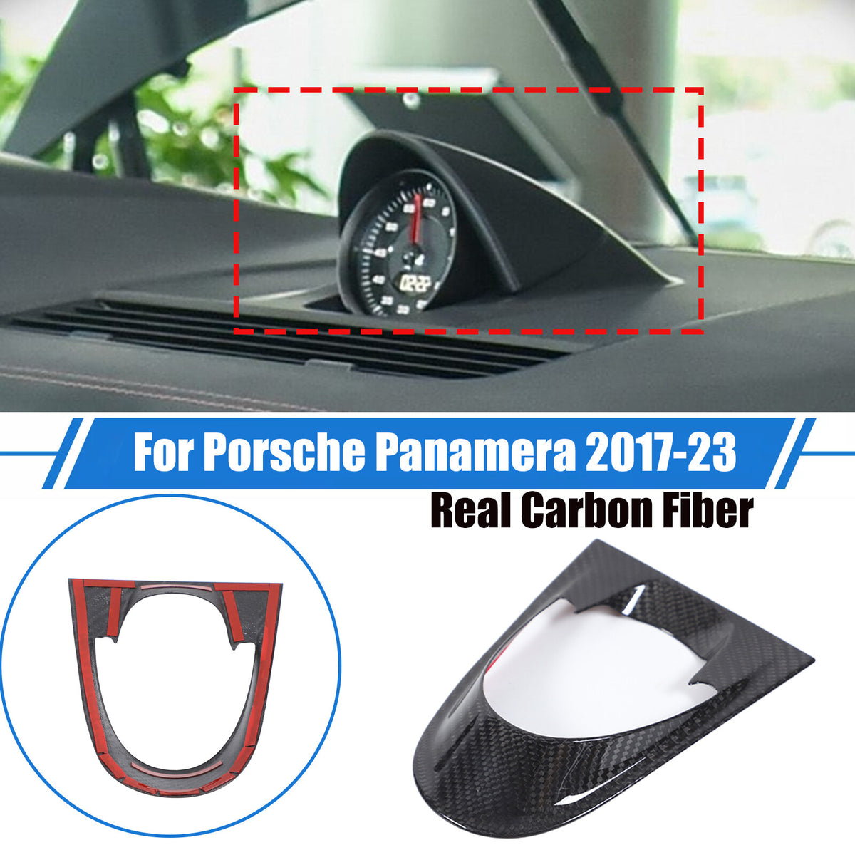 Real Carbon Fiber Dash Clock Base Trim Overlay For Porsche Panamera 971 17-23 US 1
