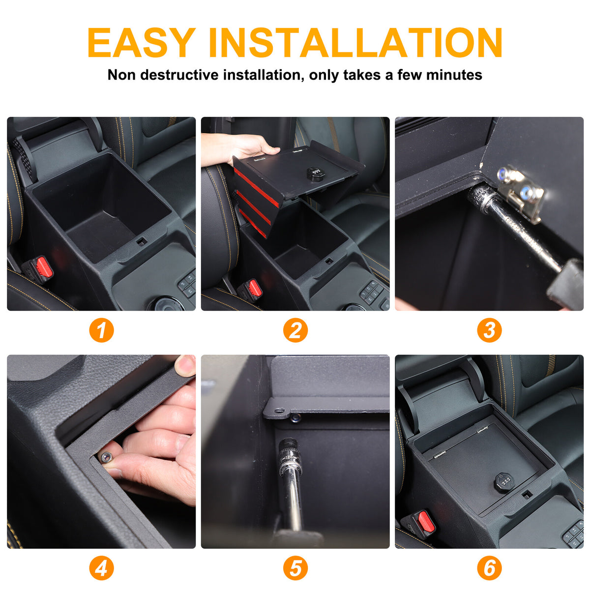 Center Console Safe GUN Armrest Storage Lock Box Tray For Ford Ranger T9 2023+ 8