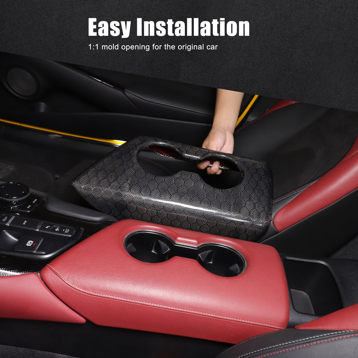 Real Carbon Fiber Center Armrest Box Panel Trim Cover For Toyota Supra A90 19-24 11